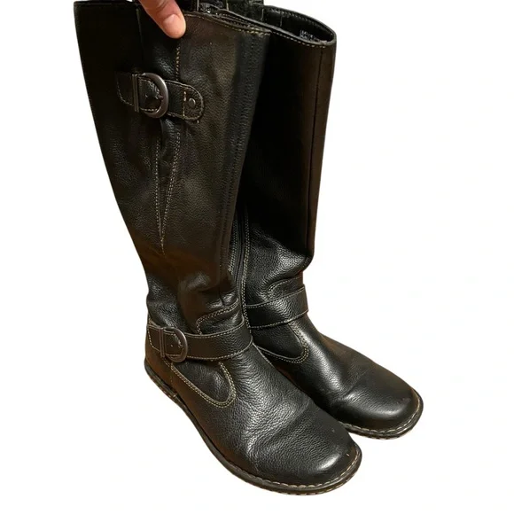 boc Black Leather Buckle Boots women's size 8 - Picture 7 of 8